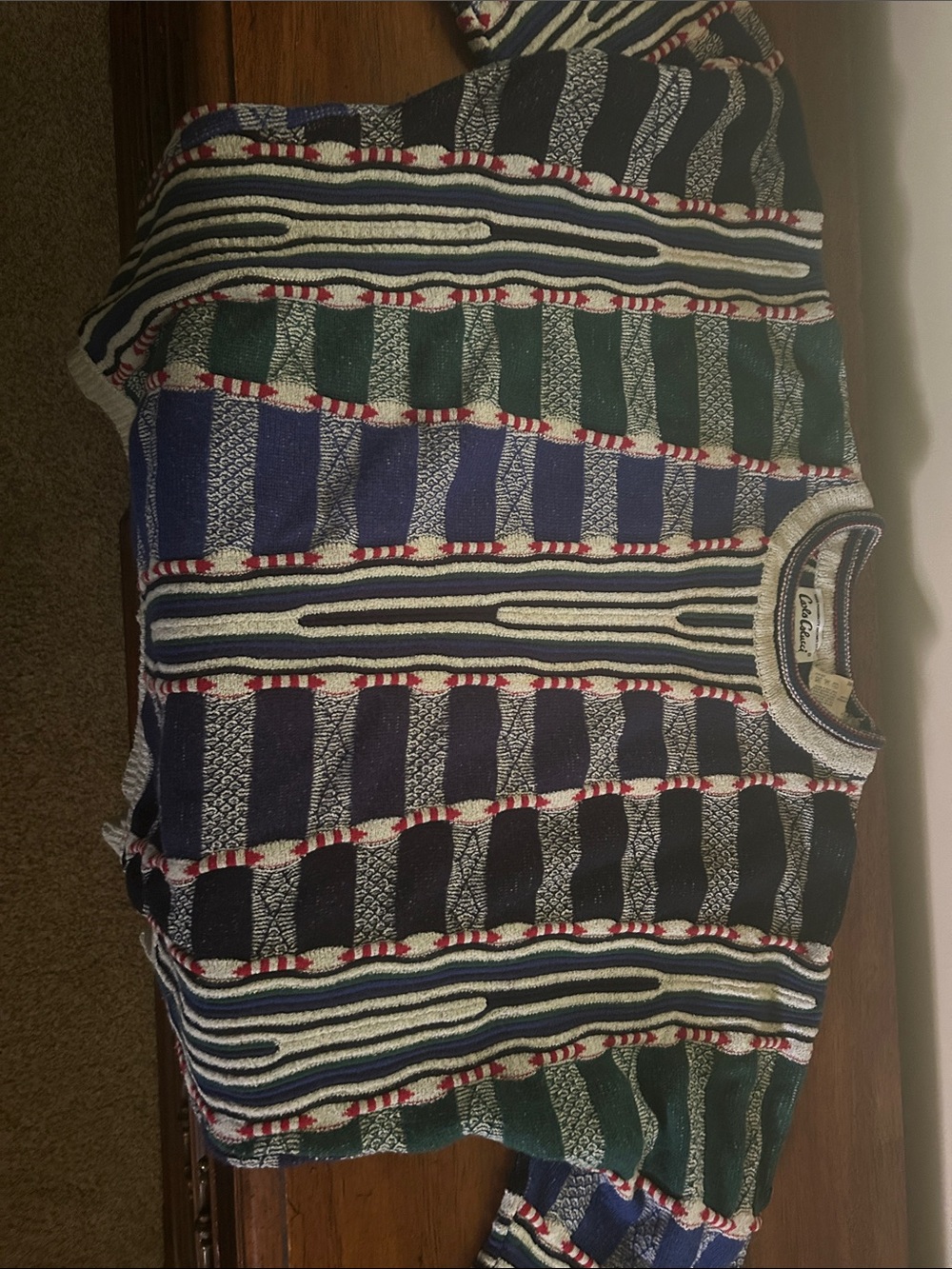 Coogi-Style Multicolor Men's Crewneck Sweater - Striped Knit